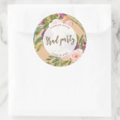 Grünrosa Blumengestelle Graduierungsparty Aufklebe Runder Aufkleber (Tasche)