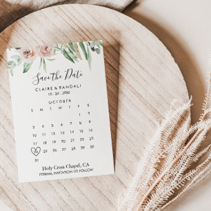 Grünrosa Blütenkalender Save the Date