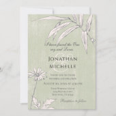 Grünrosa Christliche Hochzeit mit Flora Einladung (Vorderseite)