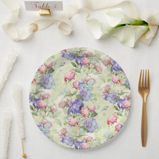Grünrosa Farbe Vintag Pappteller (Hochzeit)