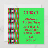 grünrosa Fraktal Einladung (Rückseite)