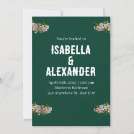 Grünrosa kreative Blume Einladung zur Hochzeit