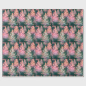 Grünrosa Lila weiße Bäume Moderne Weihnachten Geschenkpapier (Flach)