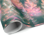 Grünrosa Lila weiße Bäume Moderne Weihnachten Geschenkpapier (Rolleneckpunkt)