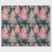 Grünrosa Lila weiße Bäume Moderne Weihnachten Geschenkpapier (Flach)