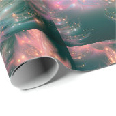 Grünrosa Lila weiße Bäume Moderne Weihnachten Geschenkpapier (Rolleneckpunkt)