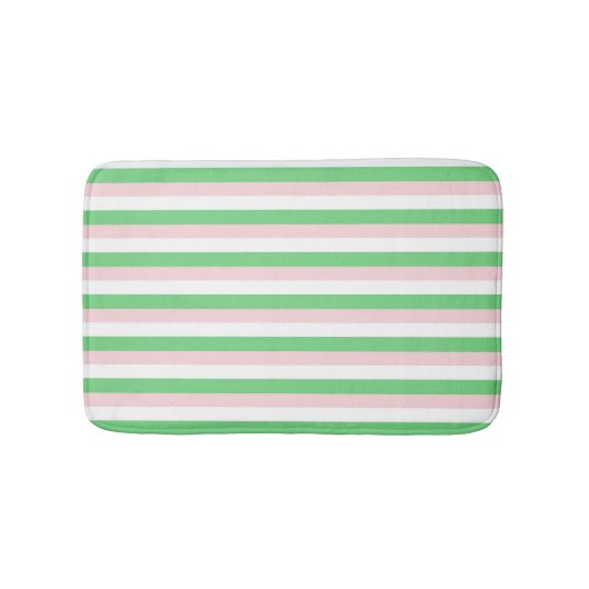 Grünrosa Muster für horizontale Streifen Badematte (Vorderseite)