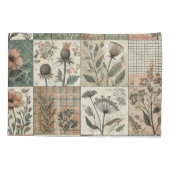 Grünrosa Patchwork Quilt Rustikale Vintage Blüte Kissenbezug (Rückseite)