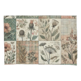 Grünrosa Patchwork Quilt Rustikale Vintage Blüte Kissenbezug