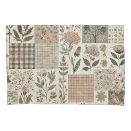 Grünrosa Patchwork Quilt Rustikale Vintage Blüte Kissenbezug