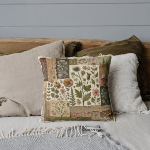 Grünrosa Patchwork Quilt rustikales Retro Vintag Kissen