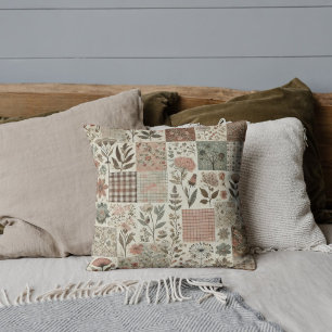 Grünrosa Patchwork Quilt rustikales Retro Vintag Kissen