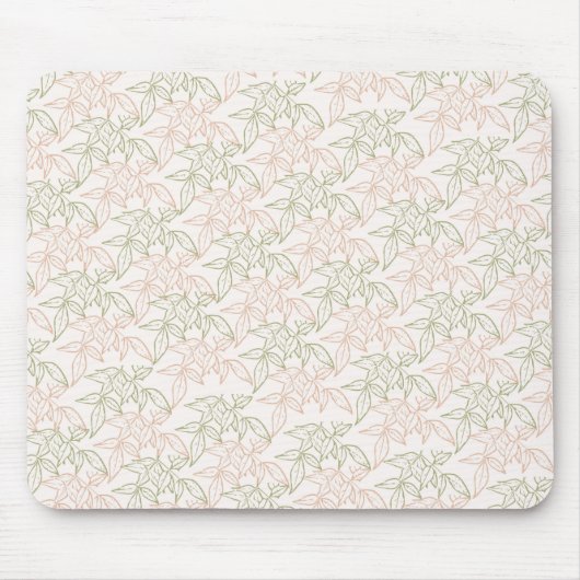 Grünrosa Retro Vintages Leaf-Muster Mousepad (Vorne)