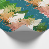 Grünrosa Weiße Weihnachtsbäume Sterne Schnee Aquam Geschenkpapier (Ecke)