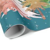 Grünrosa Weiße Weihnachtsbäume Sterne Schnee Aquam Geschenkpapier (Rolleneckpunkt)