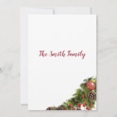 Grünrot-braune Weihnachtsbeeren Blumenkranz Einladung (Rückseite)