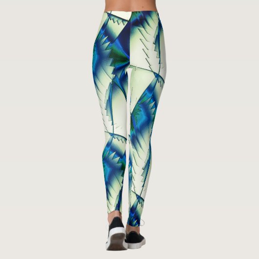 Grünsägen oder Zickzack auf intensiven Zyan bis kö Leggings (Rückseite)