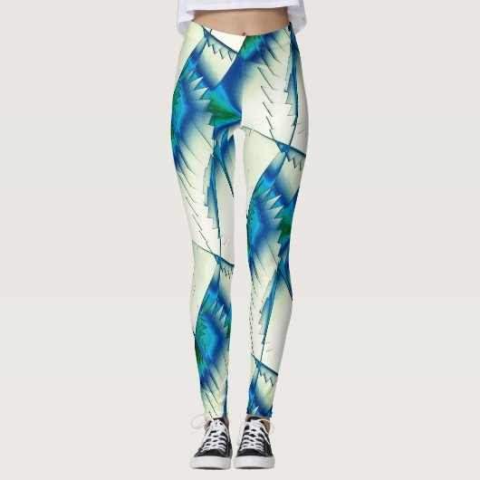 Grünsägen oder Zickzack auf intensiven Zyan bis kö Leggings (Vorderseite)