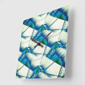 Grünsägen oder Zickzack auf intensiven Zyan bis kö Quadratische Wanduhr (Winkel)