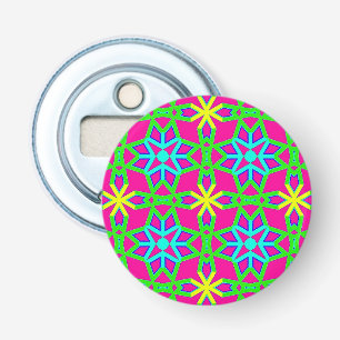 Grünschattierungen Pink Gelb Blau 3D-Kaleidoskop~  Flaschenöffner