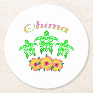 Grünschildkröten Hawaii-Ohana Runder Pappuntersetzer