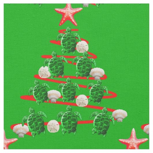 Grünschildkröten Weihnachtsbaum Stoff (Nahaufnahme)