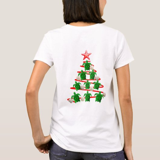 Grünschildkröten Weihnachtsbaum T-Shirt (Rückseite)