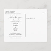 Grünschrift Ändern des Datums Save the Date Ankündigungspostkarte (Rückseite)