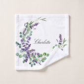 Grünschrift des Grüns der Eukalyptus Badhandtuch Set (Waschlappen)