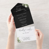 Grünschrift Herz Schwarz und Weiß Hochzeit All In One Einladung (Abreißen)