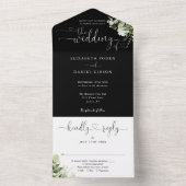 Grünschrift Herz Schwarz und Weiß Hochzeit All In One Einladung (Innen Boden)