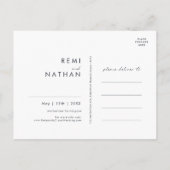 Grünschrift und Blattschrift Save the Date Einladungspostkarte (Rückseite)