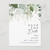 Grünschrift und Blattschrift Save the Date Einladungspostkarte (Vorderseite)