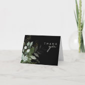 Grünschrift und Gold-Leaf-Skript | Schwarz Dankeskarte (Vorderseite)