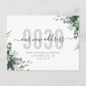 Grünschrift Unsere neue Adresse, die wir bewegt ha Ankündigungspostkarte (Vorderseite)