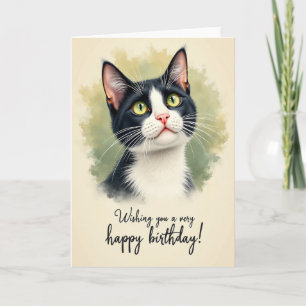 Grünschwarze Katze zum Geburtstag Wunschkarte Karte