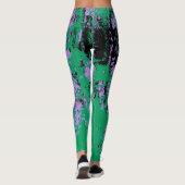 Grünschwarze lila Textur Leggings (Rückseite)