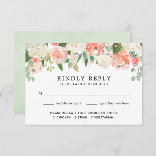 Grünsommer-Frühling des Pfirsiches korallenroter Begleitkarte (Vorne/Hinten)