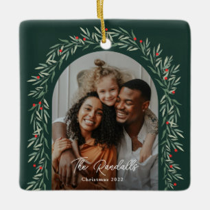 Grünspan Bogen Moderne Schrift Foto Weihnachten Keramikornament