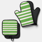 Grünstreifen Ofenhandschuh & Topflappen-Set (Vorderseite/Rückseite)