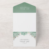 Grünsukkulente und Blätter Hochzeit All In One Einladung (Außenbereich)