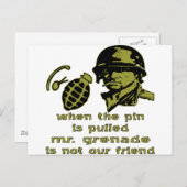 Grunt, wenn das Button gepanzert wird Mr. Grenade Postkarte (Vorne/Hinten)