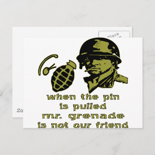 Grunt, wenn das Button gepanzert wird Mr. Grenade Postkarte (Vorne/Hinten)