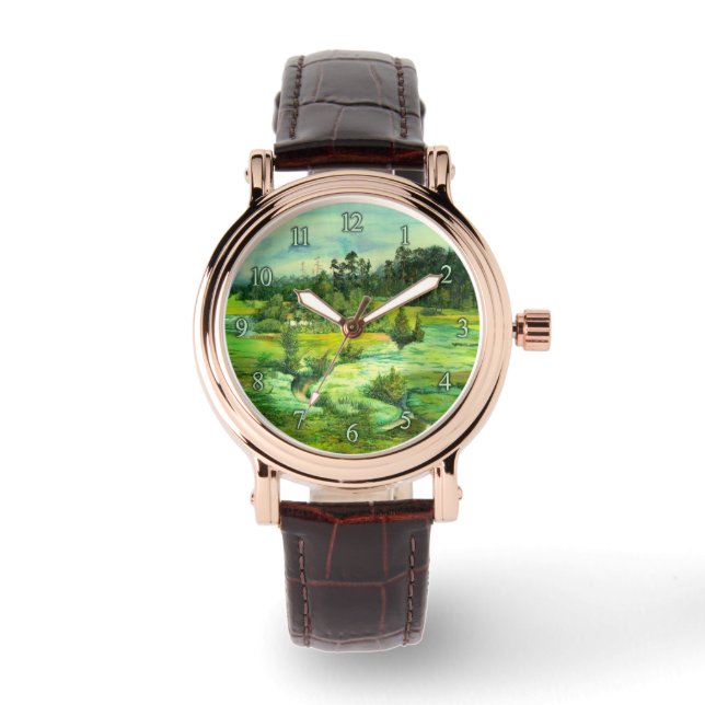 Grüntal-Malerei Wasserfarbe Armbanduhr (Vorderseite)