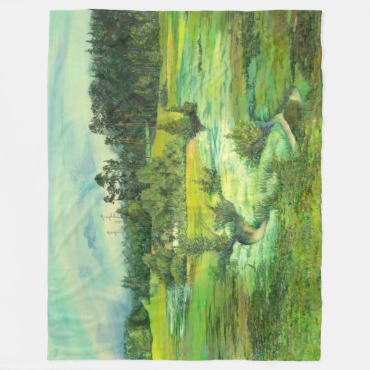 Grüntal-Malerei Wasserfarbe Fleecedecke (Vorderseite)