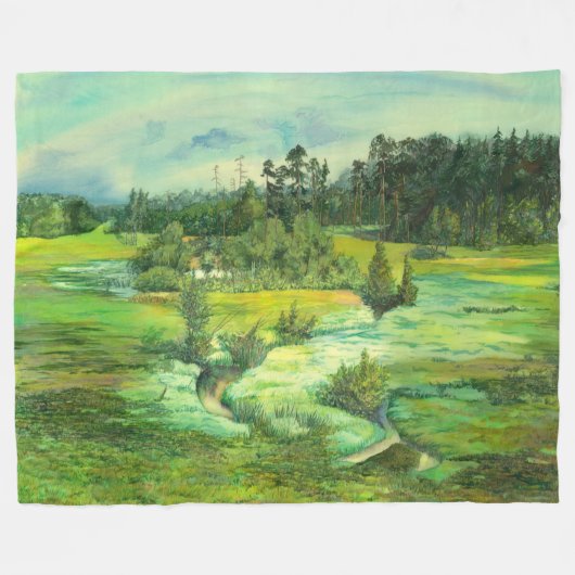 Grüntal-Malerei Wasserfarbe Fleecedecke (Vorderseite (Horizontal))