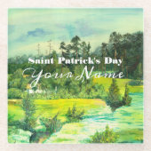 Grüntal-Malerei Wasserfarbe Glasuntersetzer (Vorderseite)