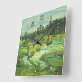 Grüntal-Malerei Wasserfarbe Quadratische Wanduhr (Winkel)