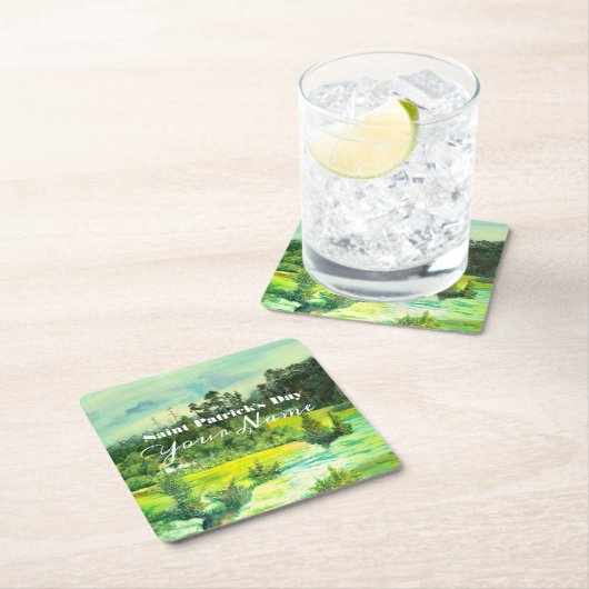 Grüntal-Malerei Wasserfarbe Rechteckiger Pappuntersetzer (Vor Ort)