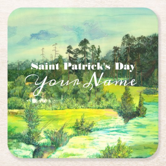 Grüntal-Malerei Wasserfarbe Rechteckiger Pappuntersetzer (Vorderseite)